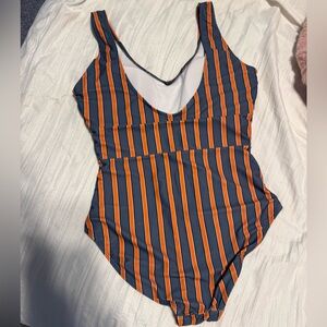 Striped blue and Orange One-Piece Swimsuit - women’s